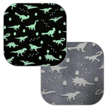 Sötétben Világító, Dínós Plüss Takaró Gyerekeknek - Szürke, 150x100 Cm