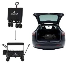 LUARO összecsukható strandszállító kocsi ponyvával és hálóval, sötétkék