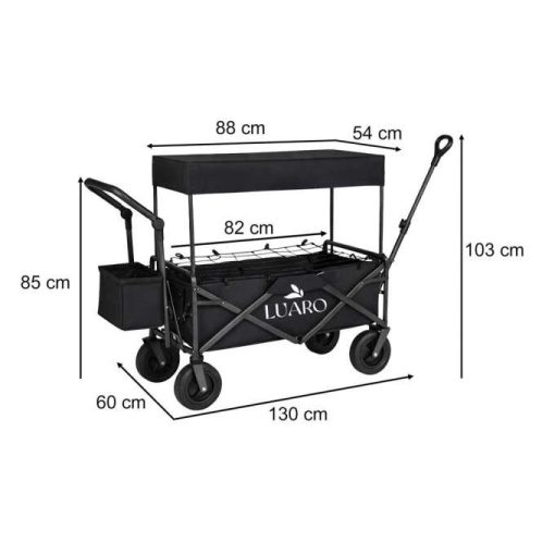 LUARO összecsukható strandszállító kocsi ponyvával és hálóval, sötétkék