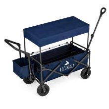 LUARO összecsukható strandszállító kocsi ponyvával és hálóval, sötétkék