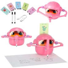 Interaktív oktató robotjáték, halak rajzolását tanuló, rózsaszín filctoll