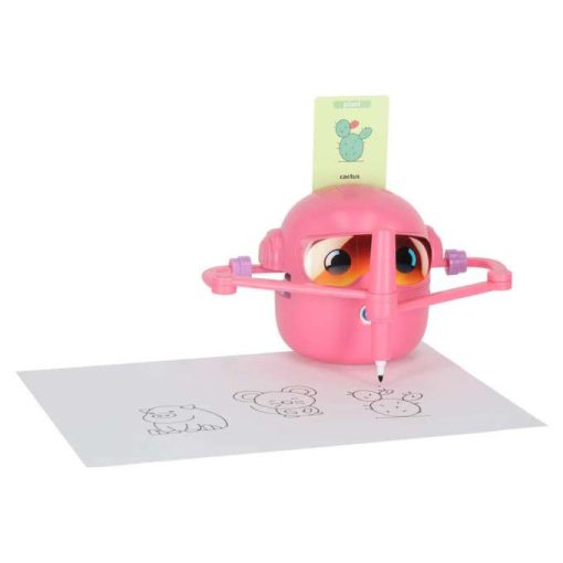 Interaktív oktató robotjáték, halak rajzolását tanuló, rózsaszín filctoll