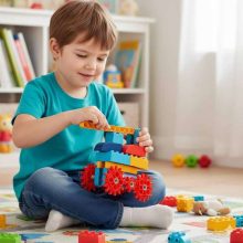 Építőkockák, motorral mozgatható, 116 darabos