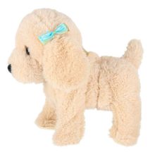 Interaktív kiskutya pórázon, ugatva sétálva és farkcsóválva - uszkár