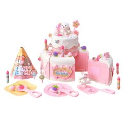   Születésnapi torta, 16 darabos, tépőzáras, zene, fények, konyha, rózsaszín