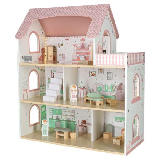 LULILO Peonio 70cm LED rózsaszín fa babaház