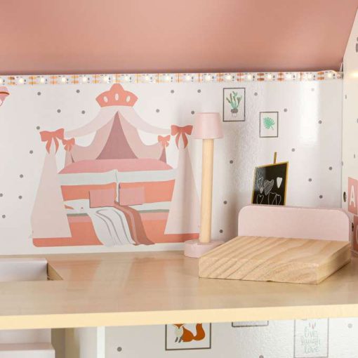 LULILO Peonio 70cm LED rózsaszín fa babaház