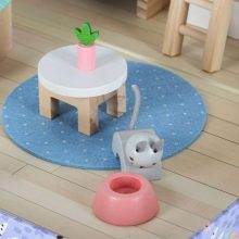 Babaház bőröndben, kiegészítők, fa bútorok