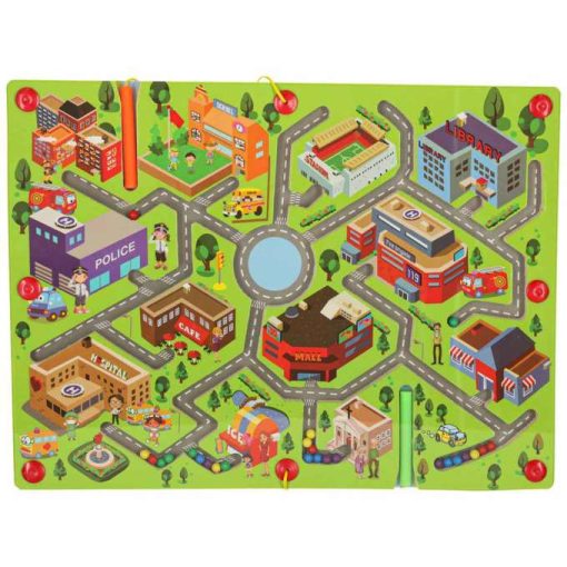 Mágneses labirintus játék fa tábla utazáshoz nagyvárosban 2 játékos számára