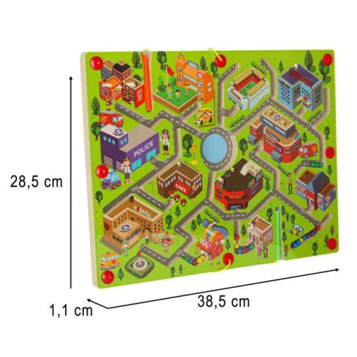 Mágneses labirintus játék fa tábla utazáshoz nagyvárosban 2 játékos számára