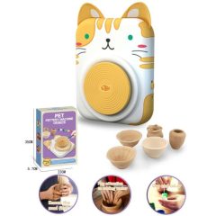 Kerámiakorong kreatív készlet agyagfestékek cica sárga