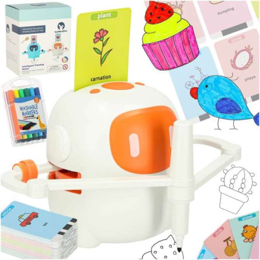 Oktatási robot interaktív tanulási rajz írás flash kártyákat markerek narancssárga