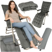 LUARO kerti nyugágy, összecsukható turistaszék párnával, szürke