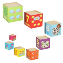 Fa oktatótorony alakválogató, számolás tanuláshoz, 71 cm, XXL