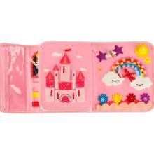 Montessori szenzoros manipulációs tábla bőrönd hátizsák rózsaszín