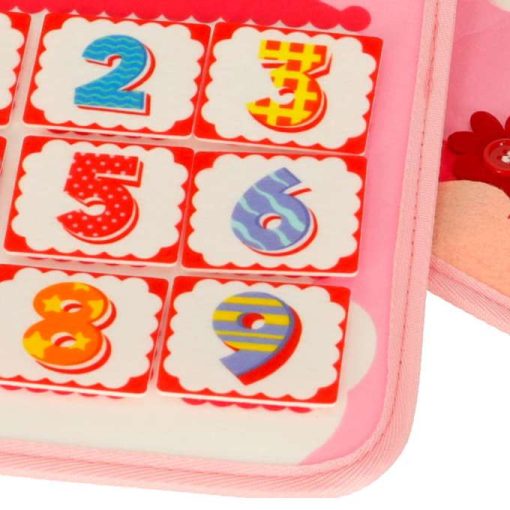 Montessori szenzoros manipulációs tábla bőrönd hátizsák rózsaszín