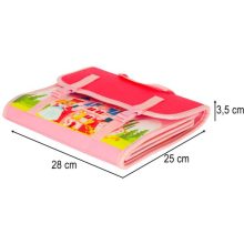 Montessori szenzoros manipulációs tábla bőrönd hátizsák rózsaszín