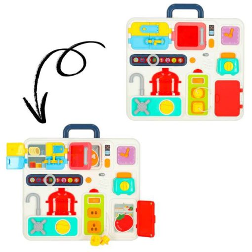 Szenzoros manipulációs tábla Montessori konyhai óra fény hang