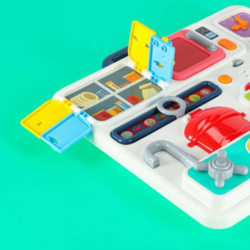 Szenzoros manipulációs tábla Montessori konyhai óra fény hang