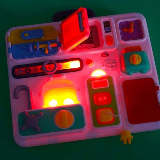 Szenzoros manipulációs tábla Montessori konyhai óra fény hang