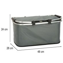 Szürke színű, összecsukható, termikus piknikkosár