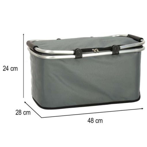 Szürke színű, összecsukható, termikus piknikkosár