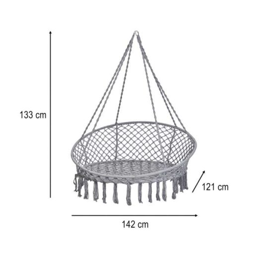 Gólyafészek hinta kerti háttámlával 120x140x140 XXL szürke