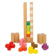 Színes Montessori oktatási fa puzzle blokkok