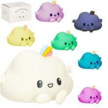 Gyerek éjjeli lámpa, szilikon tapintású, puha LED fehér RGB felhő