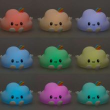 Gyerek éjjeli lámpa, szilikon tapintású, puha LED fehér RGB felhő