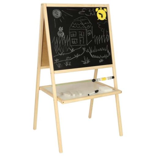 Mágneses Rajztábla Kétoldalas Kréta, Szárazon Törölhető Tábla Pulttal És Polccal, Natúr, 37 X 48 X 90 Cm