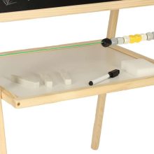 Mágneses Rajztábla Kétoldalas Kréta, Szárazon Törölhető Tábla Pulttal És Polccal, Natúr, 37 X 48 X 90 Cm