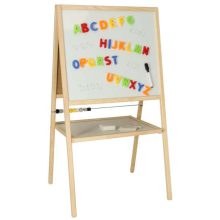 Mágneses Rajztábla Kétoldalas Kréta, Szárazon Törölhető Tábla Pulttal És Polccal, Natúr, 37 X 48 X 90 Cm