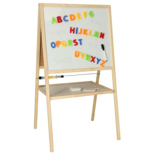 Mágneses Rajztábla Kétoldalas Kréta, Szárazon Törölhető Tábla Pulttal És Polccal, Natúr, 37 X 48 X 90 Cm