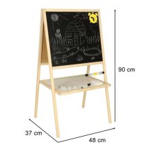 Mágneses Rajztábla Kétoldalas Kréta, Szárazon Törölhető Tábla Pulttal És Polccal, Natúr, 37 X 48 X 90 Cm