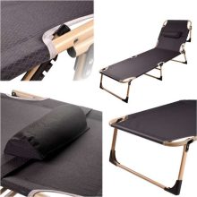 Összecsukható kempingágy, kenu, állítható, 193 cm, szürke