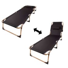 Összecsukható kempingágy, kenu, állítható, 193 cm, szürke