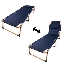 Összecsukható kempingágy, kenu, állítható, 193 cm, sötétkék