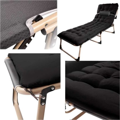 LUARO utazóágy összecsukható üzleti relaxfotel 193 cm fekete