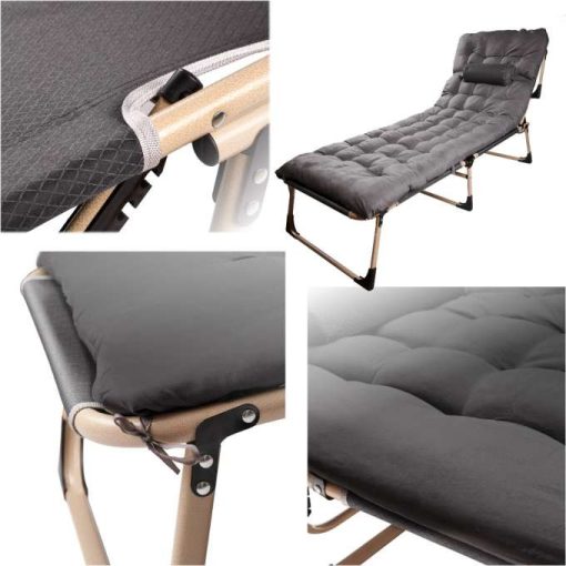 LUARO utazóágy összecsukható üzleti relaxfotel 193 cm sötétszürke