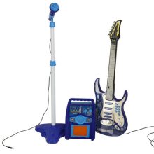 Elektromos rockgitár erősítővel és mikrofonnal gyerekeknek, kék