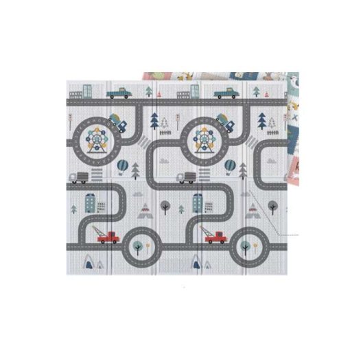 Oktatószőnyeg, Összecsukható, Kétoldalas Habszivacs, 150x190cm, Utca/erdő