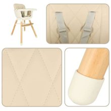 Etetőszék Lábtartóval, Fa Lábakkal, Bézs Színű