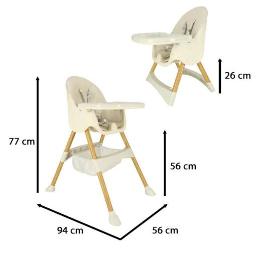 Krémszínű Etetőszék Tárolótálcával