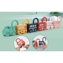 Montessori Oktatójáték Zárakkal És Kulcsokkal Képtársítás Vonat Játék 6db