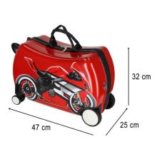 Gyermek utazóbőrönd kerekeken, kézipoggyász motorkerékpárhoz