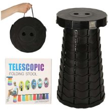 Összecsukható szék, teleszkópos, hordozható turistaszék, fekete, 200 kg