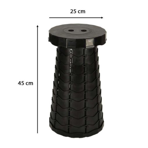 Összecsukható szék, teleszkópos, hordozható turistaszék, fekete, 200 kg