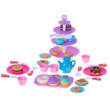 Kávészervíz, edények, teáskészlet, süti, muffin, tányér, 46 elem