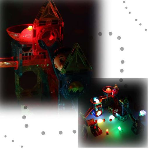 Márvány Mágnesblokkok, Világító Golyós Pálya, 202 Elem